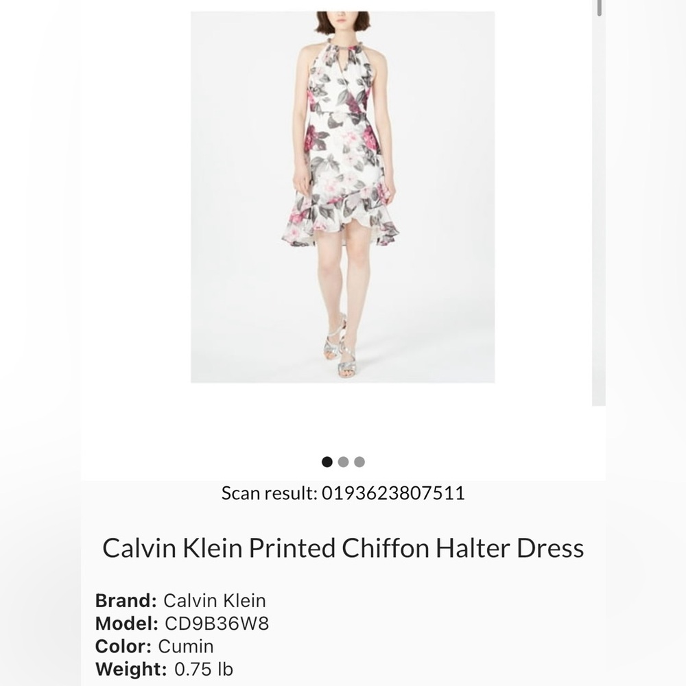 Calvin Klein white flowery dress NEVER worn!